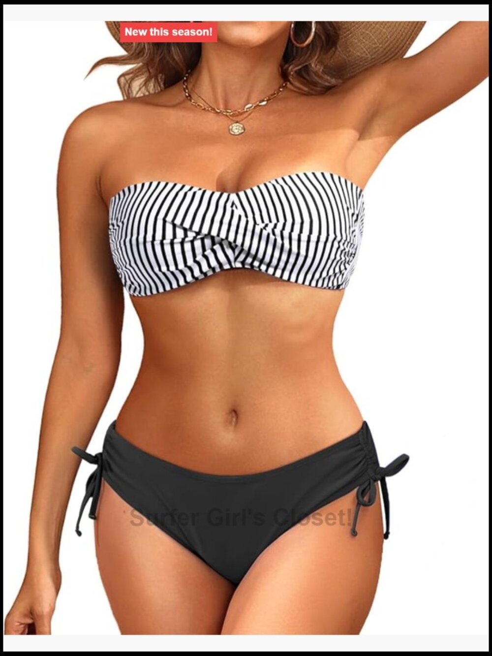 Strapless Bandeau Twist Front Bikini Set Two Piece Swimsuit